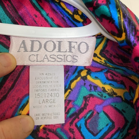 Vintage 80's Adolfo Classics Silky Floral Polyester Night Shirt - Size Large - Picture 4 of 8